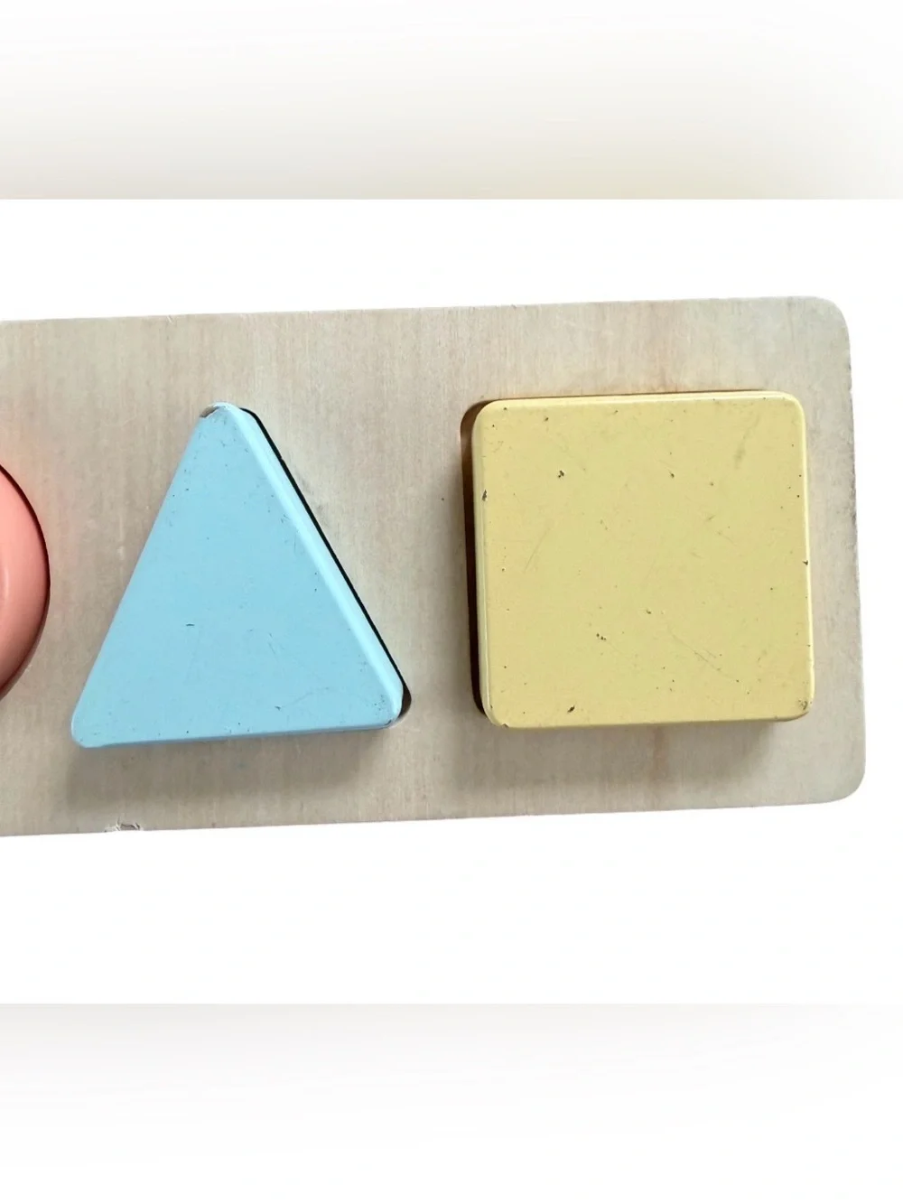 Pearhead Inc. Wooden Preschool Shape Puzzle Board Circle Triangle Square Pieces